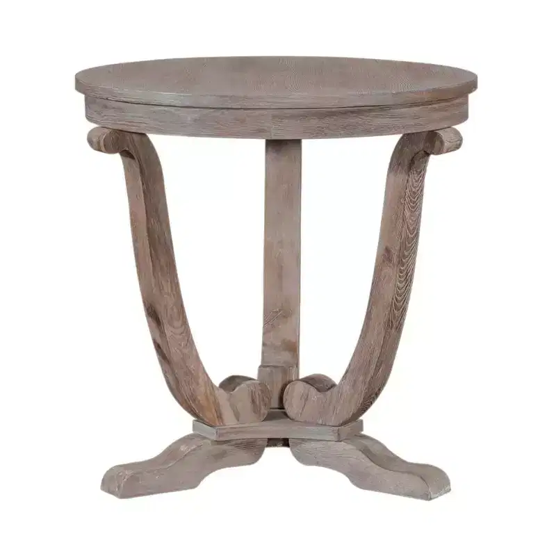 Greystone Mill End Table in Stone White Wash with Wirebrush Distressing