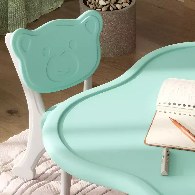 Whisen 3-Piece Kids Table & Chair Set, Toddler Table and Chair Set with Lightweight HDPE Children's Desk - Light Blue