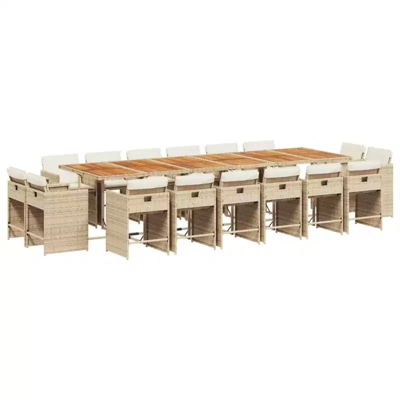 vidaXL Patio Dining Set Set of 14 PE rattan 14-seater Foldable