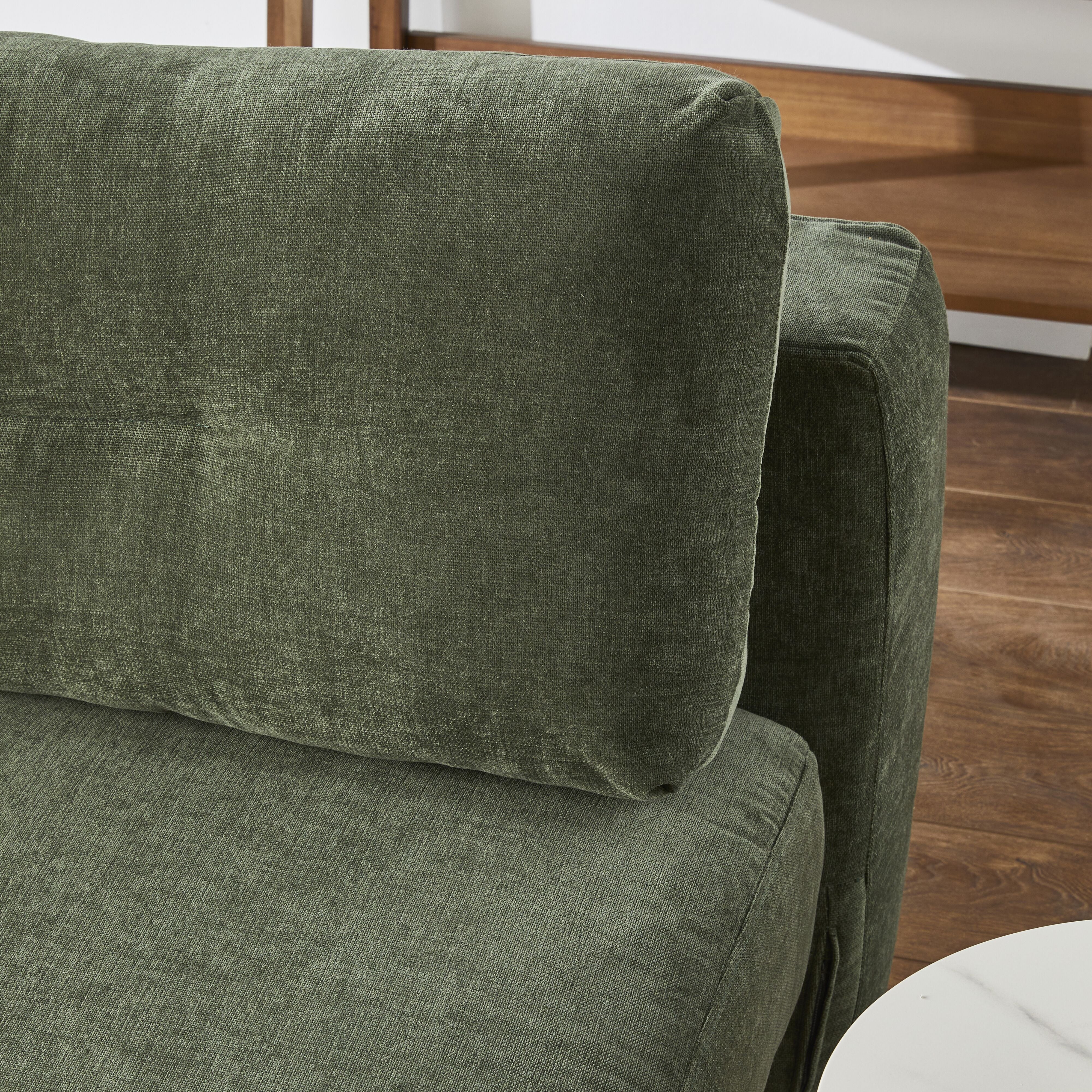 Mid-Century Pull-Out Sofa Bed Dark Green