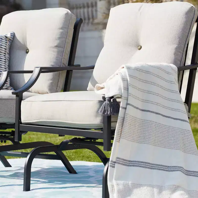 2pk Steel Patio Accent Chairs - Lokatse