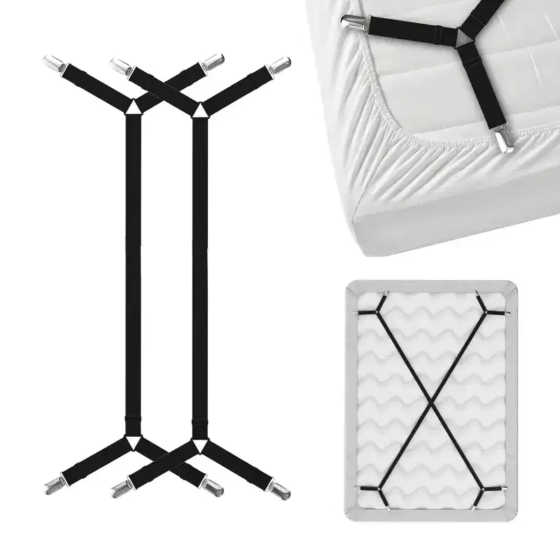 Bed Sheet Holder Straps, Criss-Cross Suspenders for Twin, Queen & King Mattresses