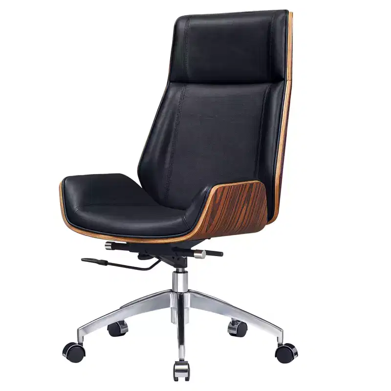 Black Rosewood and Silver Adjustable Height Swivel Office Chair