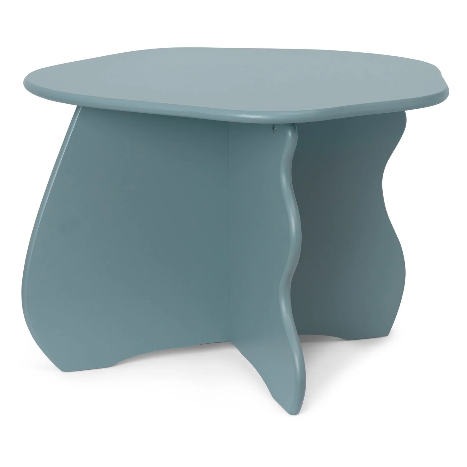Whimsical FSC-Certified MDF Side Table with Wave-Shaped Organic Form for Kids' Rooms