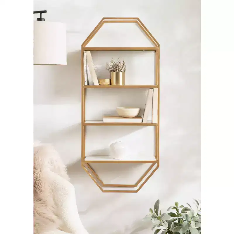Adela Wood/Metal Decorative Wall Shelf