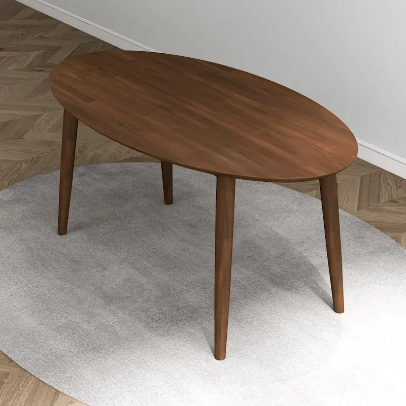 Mid Century 67-inch Oval Solid Wood Dining Table in Brown - 67 inches