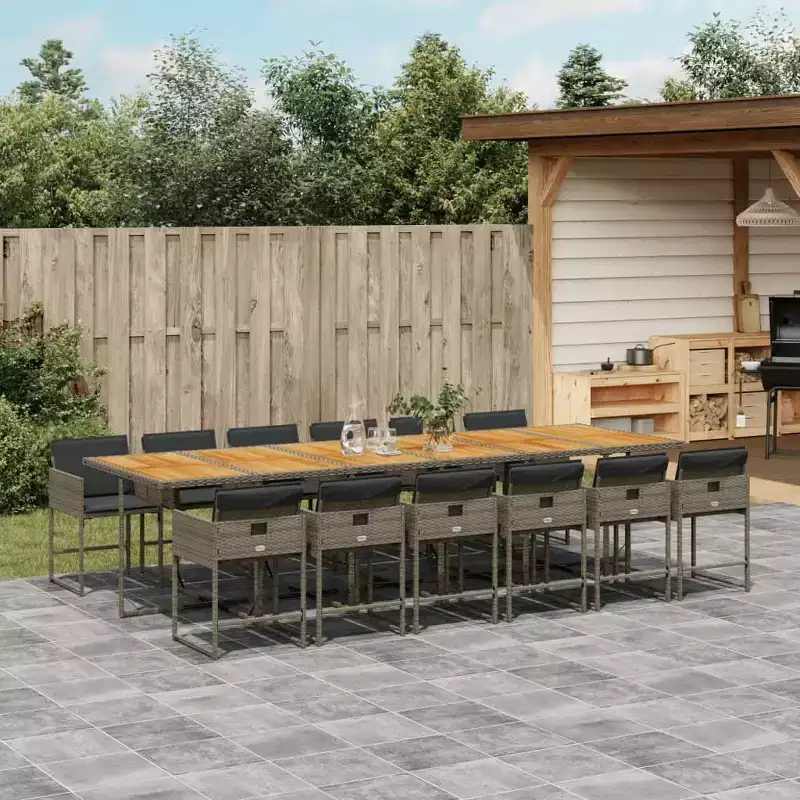 vidaXL Garden Dining Set Grey and Brown