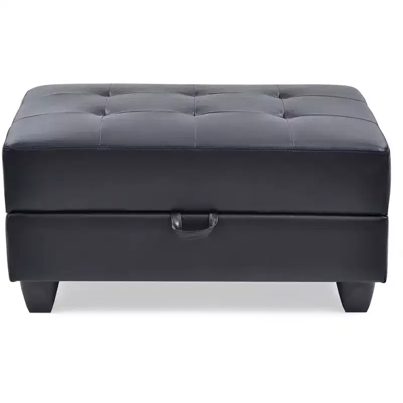 Passion Furniture Revere Faux Leather Upholstered Storage Ottoman