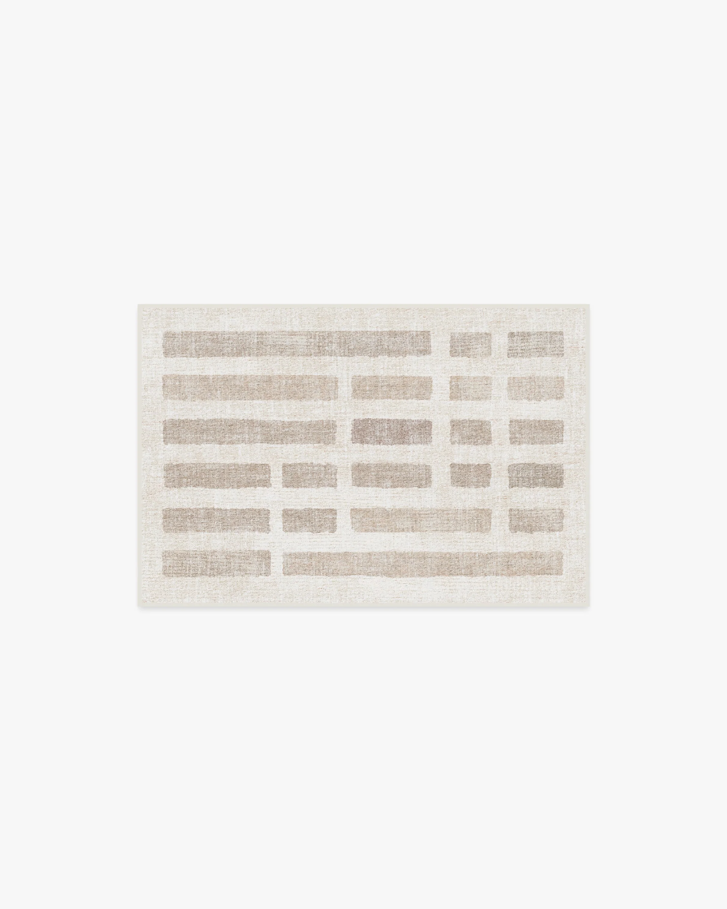 Modern Relaxed Flatwoven Rug with Washable Ivory Natural Brick-Inspired Design for Living Room & Bedroom