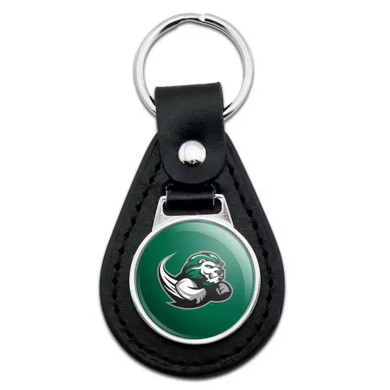 Slippery Rock Primary Logo Black Leather Keychain