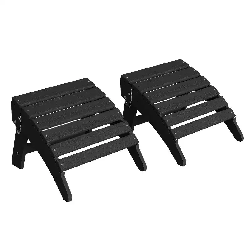 Folding Adirondack Ottoman, HDPE All Weather Outdoor Footstool, Adirondack Footrest for Porch, Backyard, Lawn, Only Foot Rest