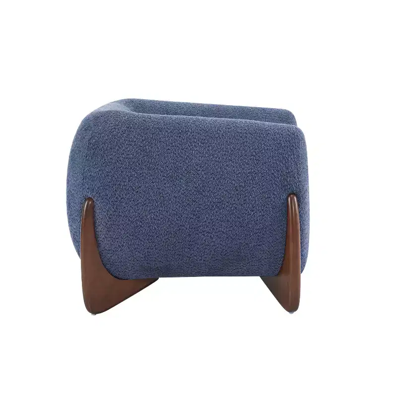 Birch Wood Boucle Upholstered Club Chair