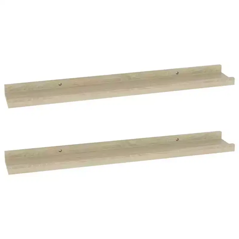Wall Shelf 2 Piece Oak MDF Wall Mounting