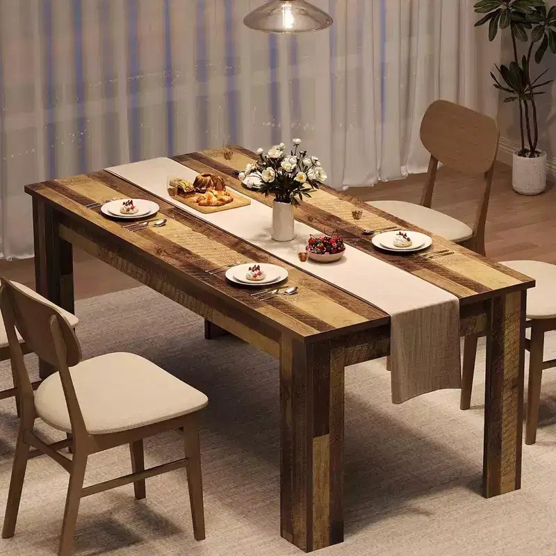 Dining Table for 4-6, 63 Inch Dining Tables for 4, Farmhouse Large Kitchen Dining Table, Rectangular Dining Room Table for Small Space, Dinner Table