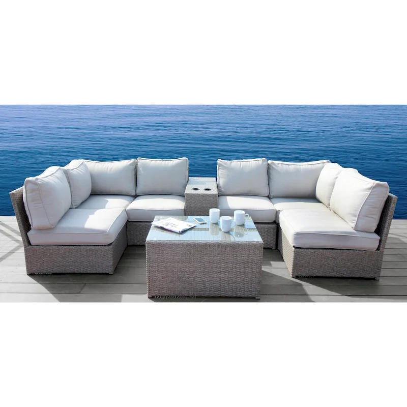 Chelsea Grey Wicker 8-piece Sectional Outdoor Sofa Set