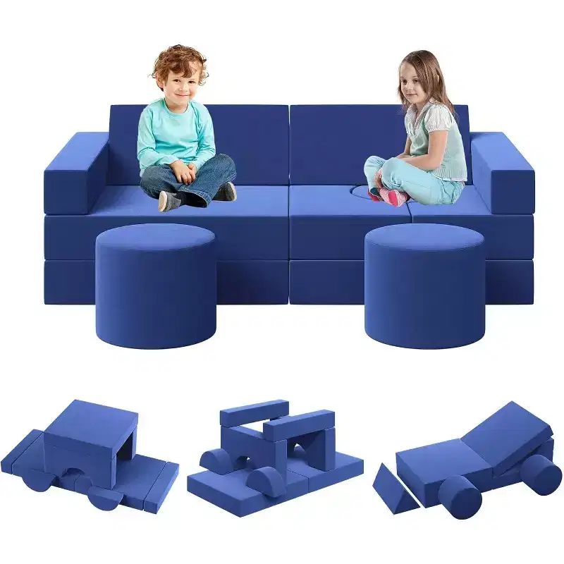 13-Piece Modular Play Couch - Convertible Toddler Sofa Set with Washable Soft Covers - Foam Floor Chair for Playroom, Living Room, or Bedroom