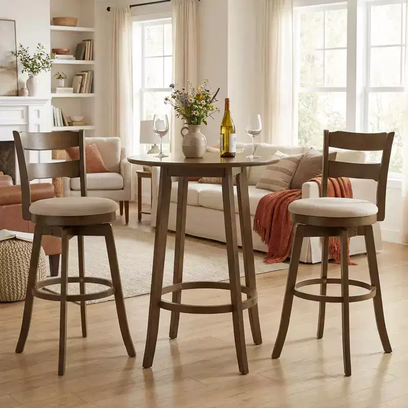 360 Swivel Barstools Set of 2 or 4, Upholstered High Back, 30.5