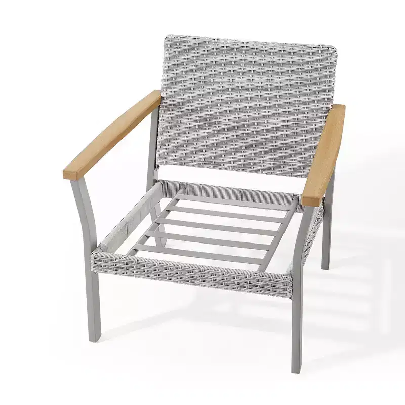 SONGMICS HOME Sencillo Collection - Lounge Chair, Armchair, 1-Seat Sofa, Patio Seat, with Faux Wood Armrests, Gray and Beige