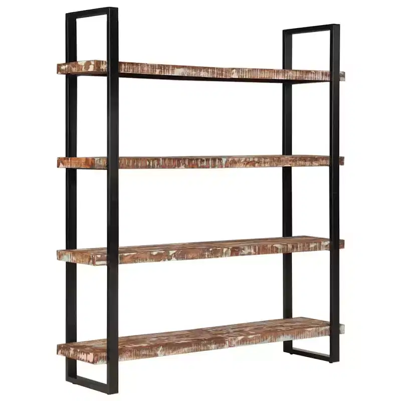Bookcase Mixed color finish Solid Reclaimed Wood and Iron Large