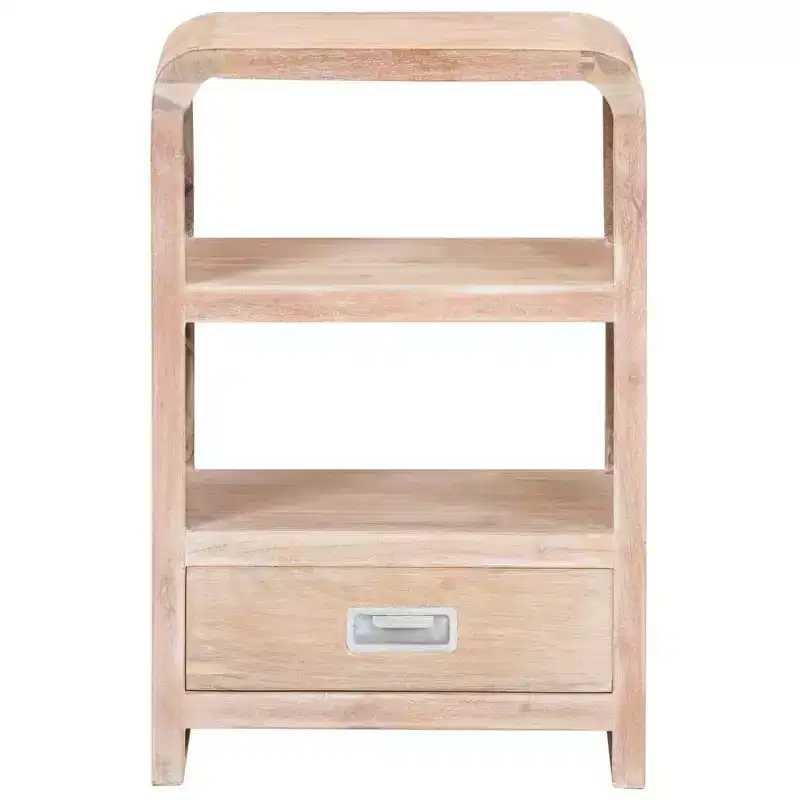 vidaXL Bedside Table Whitewashed Acacia Solid Acacia Wood Medium - Light Brown