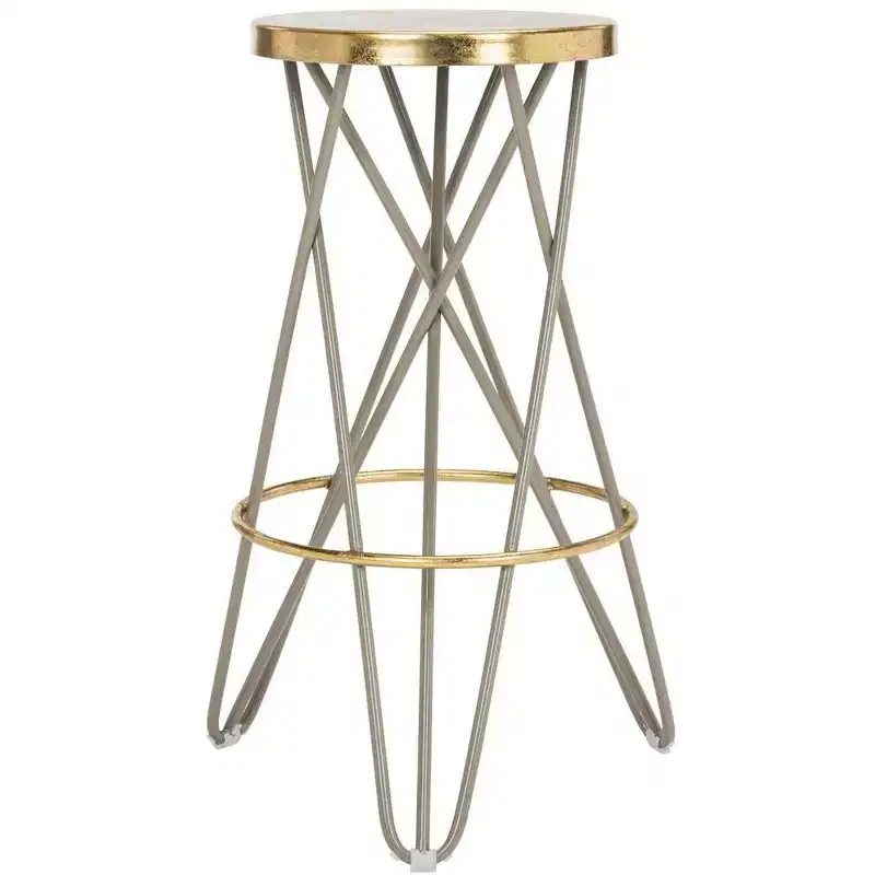 Gold Leaf Bar Stool, White & Gold