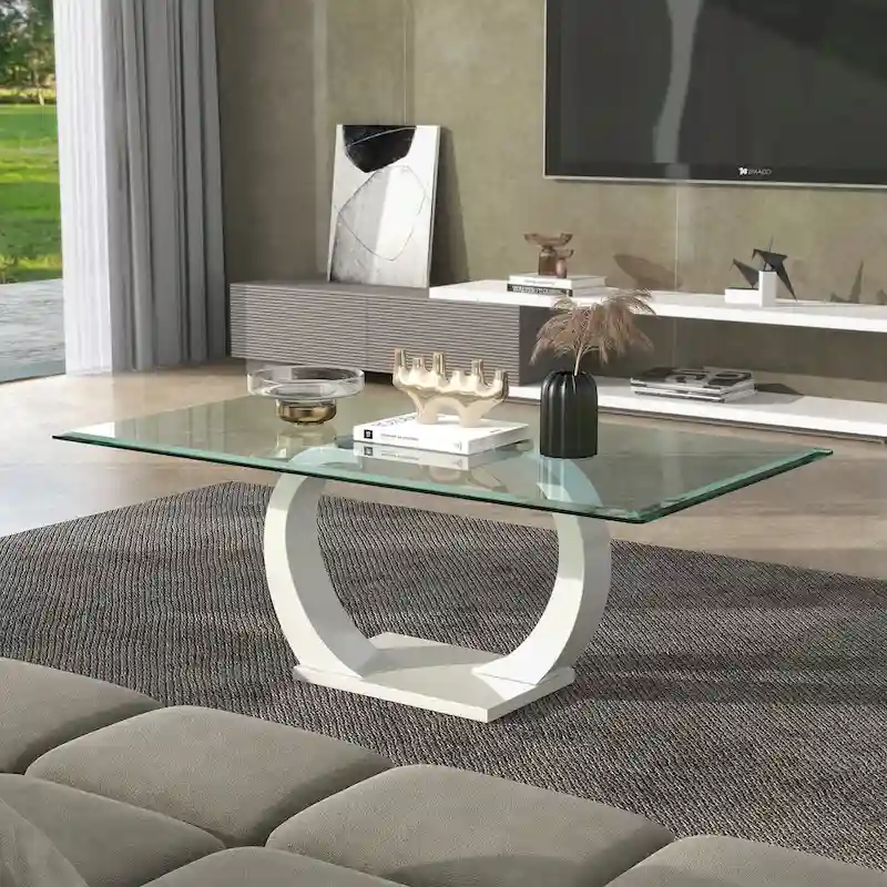 Cres Contemporary 50-inch Glasstop Coffee Table by
