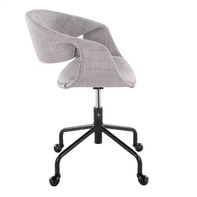 Upholstered 4-Stars Task Chair Black Metal/Gray Fabric