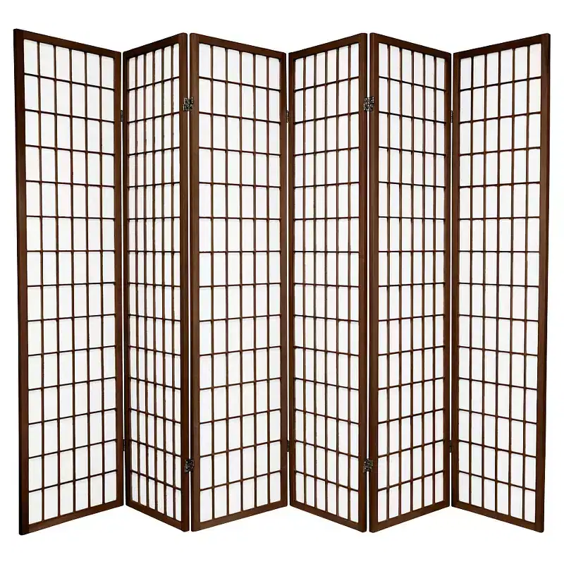 6-Panel Window Pane Shoji Screen – Walnut