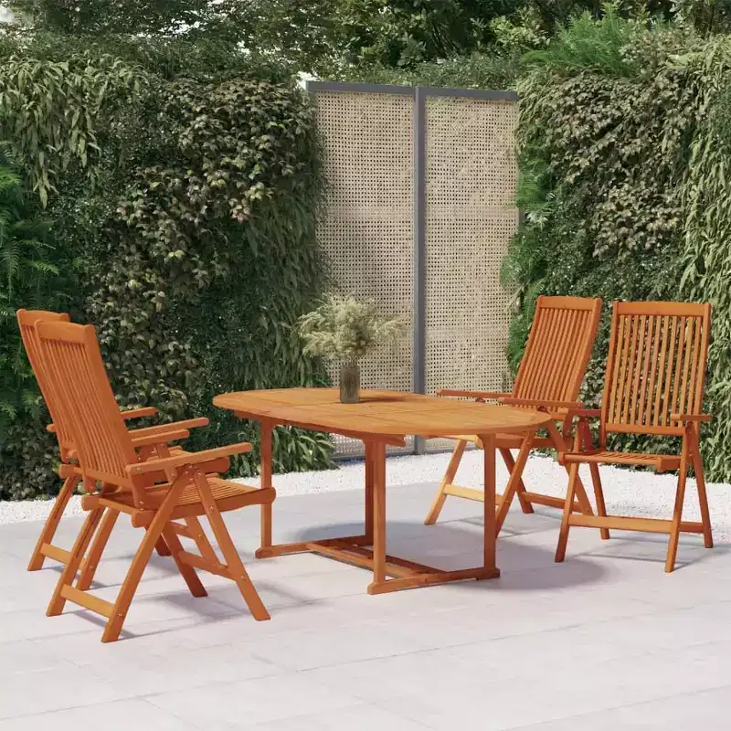 vidaXL Patio Dining Set Outdoor Extendable Table and Chair Solid Eucalyptus Wood