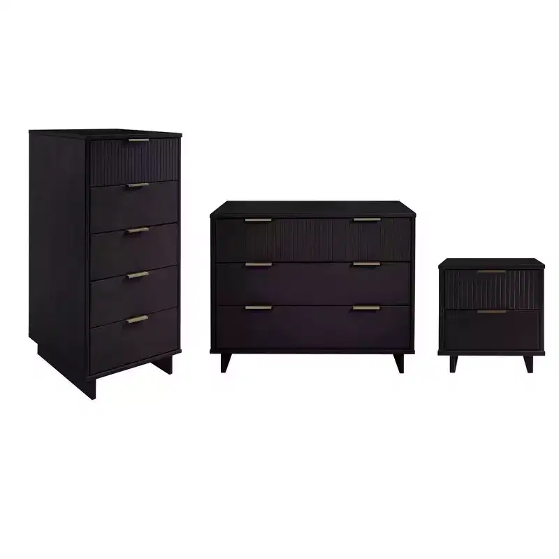 Manhattan Comfort 3pc Granville Narrow Chest with Dresser and Nightstand Bedroom Set