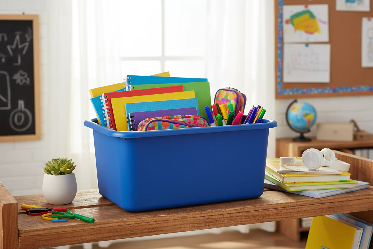 Blue Small Plastic Storage Bin Pack of 6