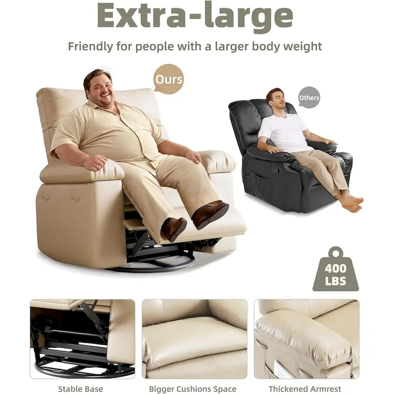 360 Swivel Oversized Recliner Chairs with Heat and Massage Lazy Recliner Chair