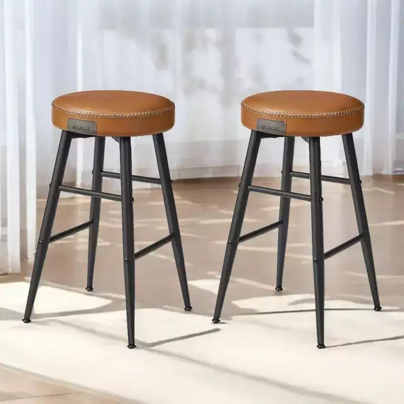 VASAGLE EKHO Collection - Bar Stools Set of 2, Kitchen Counter Stools, Breakfast Stools, Synthetic Leather with Stitching,24.8-Inch Tall