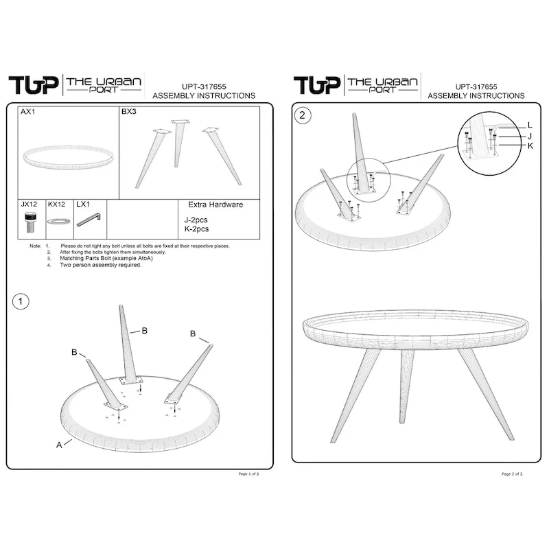 30-Inch Round Tray Top Coffee Table, Handcrafted Mango Wood, Washed White
