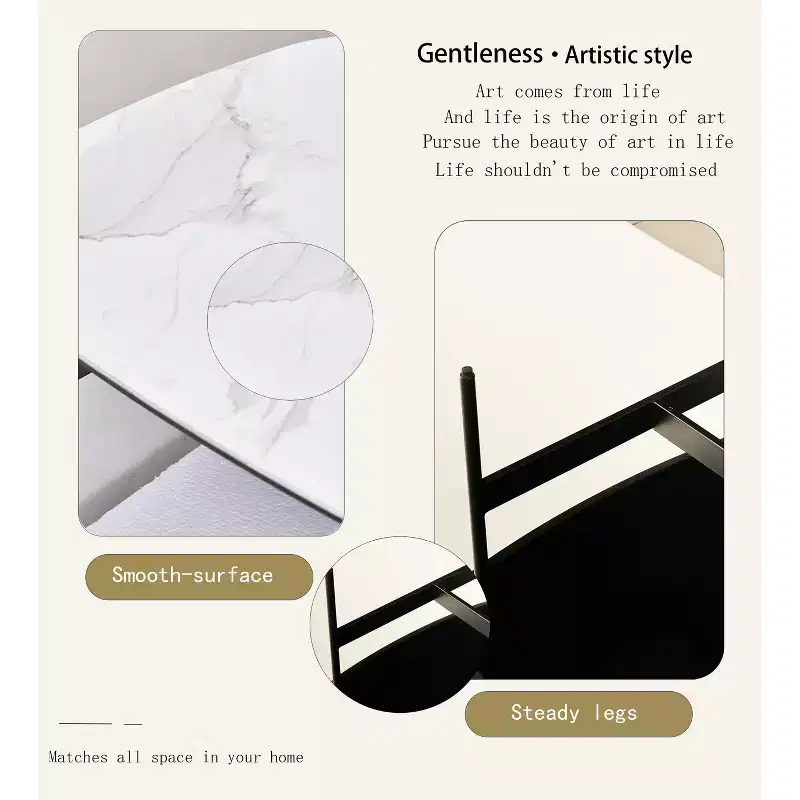 Modern Ceramic Coffee Table – Low Square Center Table with Open Shelf, White