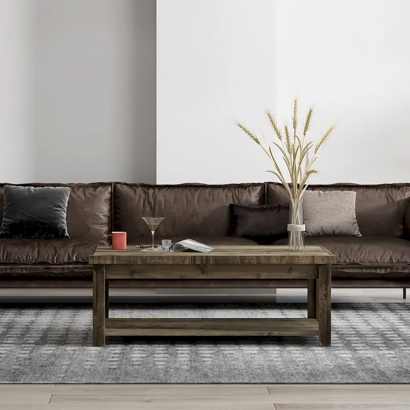 Joshua Creek 48 inch Coffee Table, No Assembly Required, Barnwood Finish