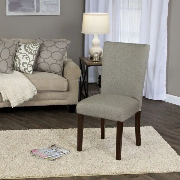 Transitional Upholstered Dining and Accent Chair - Gray, Solid Wood Legs