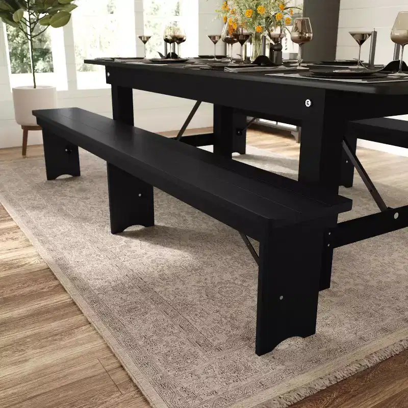 Merrick Lane 96 x 12 Solid Pine Folding Farmhouse Style Bench