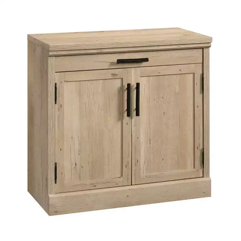2-Door Library Base Cabinet in Prime Oak with Adjustable Shelf and Storage Drawer - Farmhouse Style