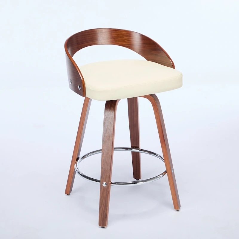 Counter Height Barstools Set of 2, Dining Chairs with Soft Cushion Seat, Kitchen Stool Island with Footstool and Low Back
