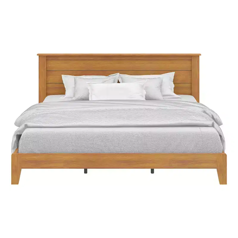 Galano King Tiena Lencia Bed with Headboard  Amber Walnut