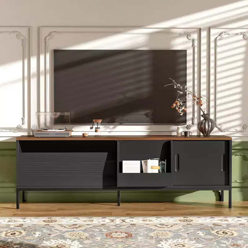Modern TV Stand for TVs up to 75, 70.8'' Wooden Entertainment Center with Storage & Sliding Door, Media Console Table for Living Room Bedroom