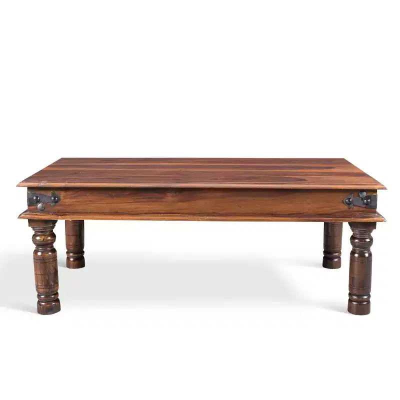 Handcrafted Thakat Rustic Coffee Table - (16H x 43W x 24D) - Natural - Timbergirl: Solid Indian Rosewood, Dry Dust Care