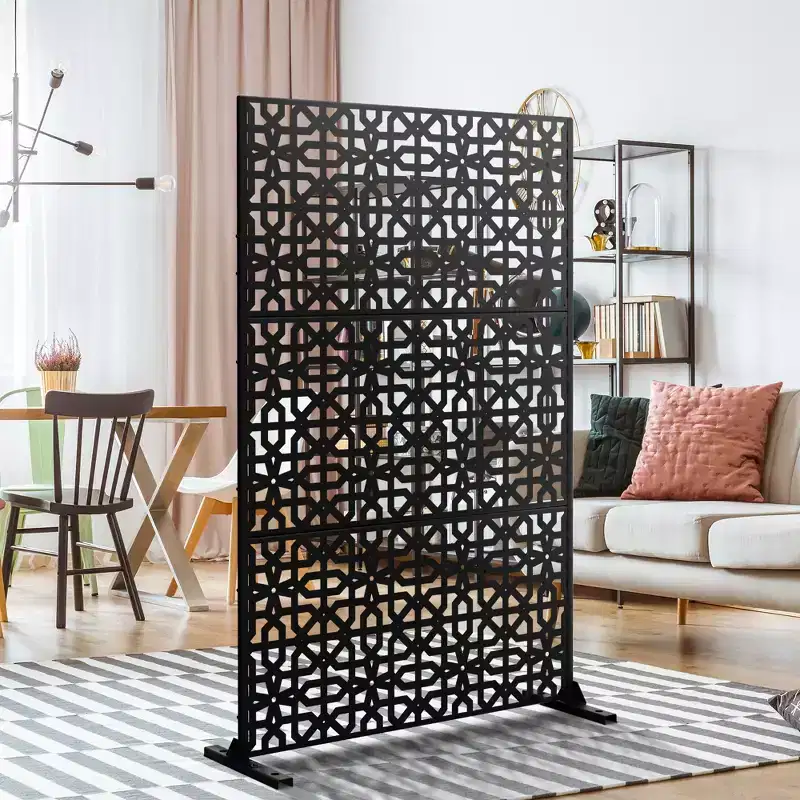 Dovelina 72x47 Metal Privacy Screen 3 Panels Freestanding Partitions and Room Divider