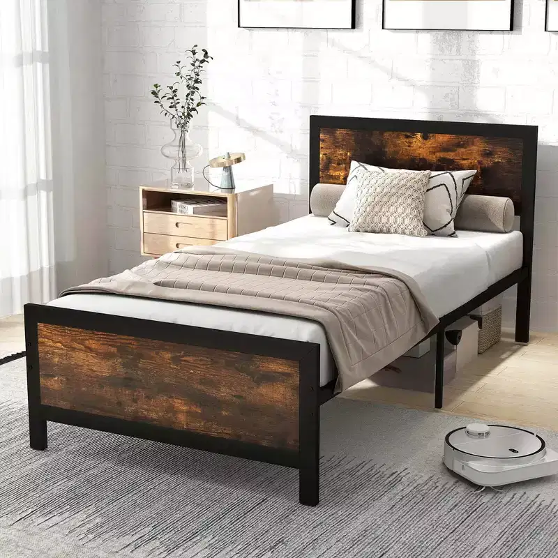 Costway Twin/Full/Queen Size Metal Bed Frame with Headboard & Footboard Metal Slats Support