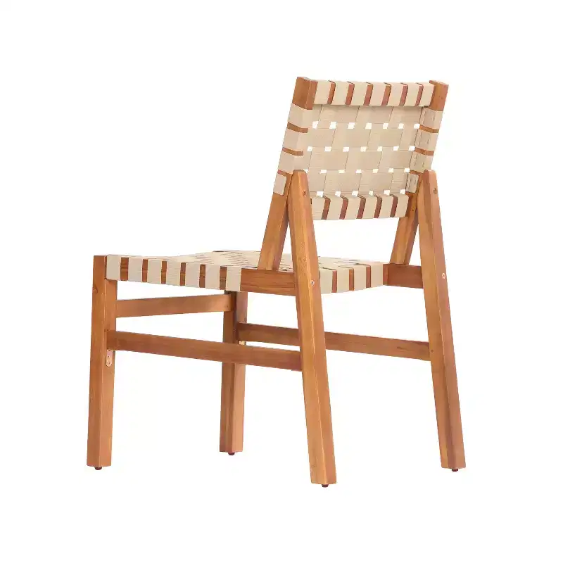 Christopher Knight Home Prasert Modern Acacia Wood Patio Side Chairs with PE Woven Rope (Set of 2)