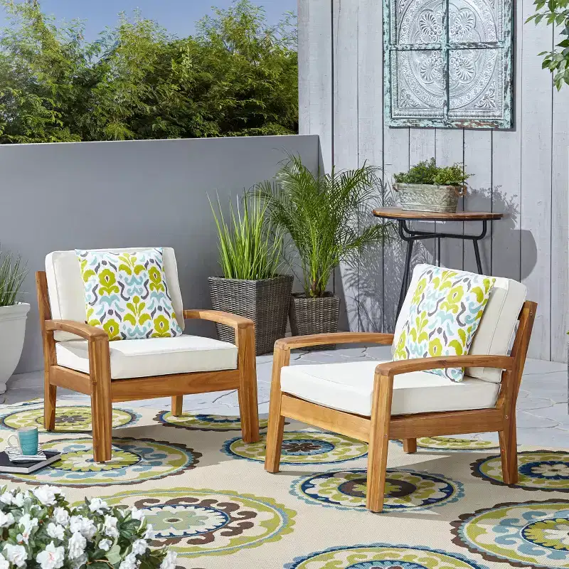 Christopher Knight Home Parma Outdoor Acacia Wood Club Chairs with Water-Resistant Cushions (Set of 2)