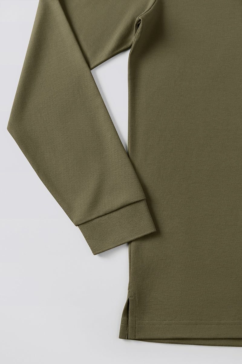 Pique Long Sleeve Polo – Olive