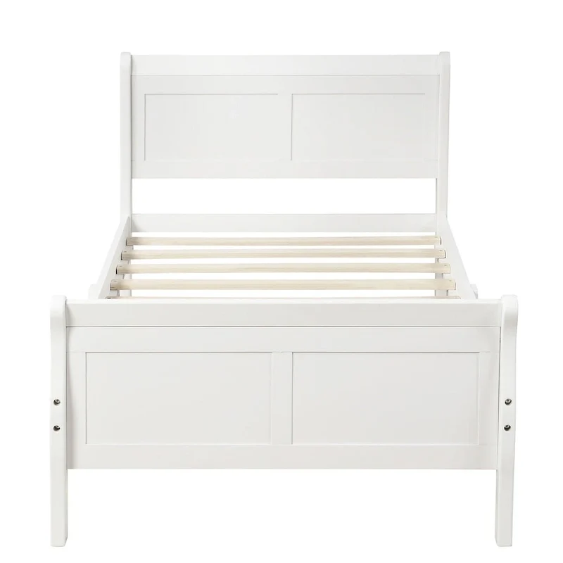 Twin/Full/Queen Wood Frame Sleigh Bed with Footboard