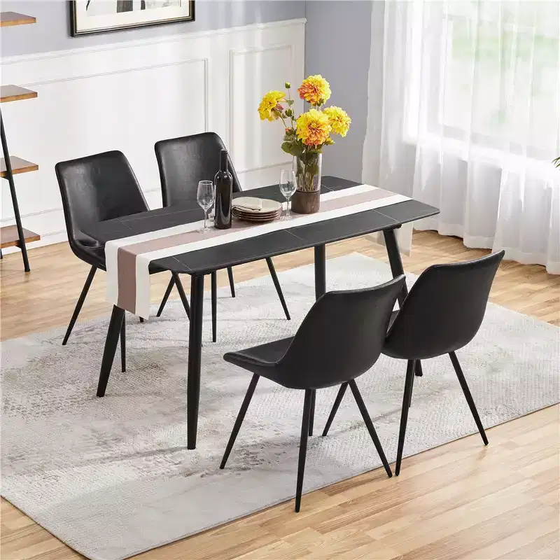 Yaheetech Set of 4 Urban Style Dining Chairs with Metal Legs for Kitchen Dining Room Living Room Office